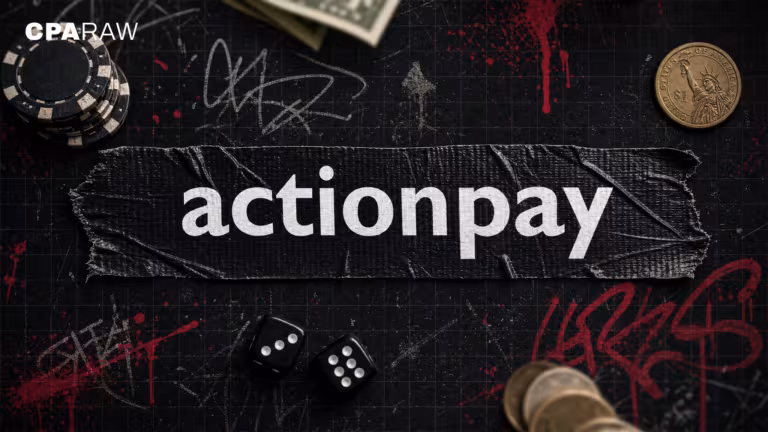 Logo da ActionPay em fita preta sobre parede de rua com pixo